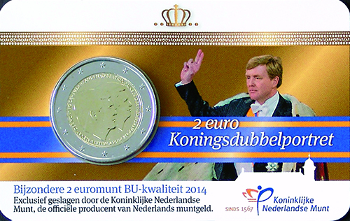 Koningsdubbelportret 2 euro 2014 coincard BU